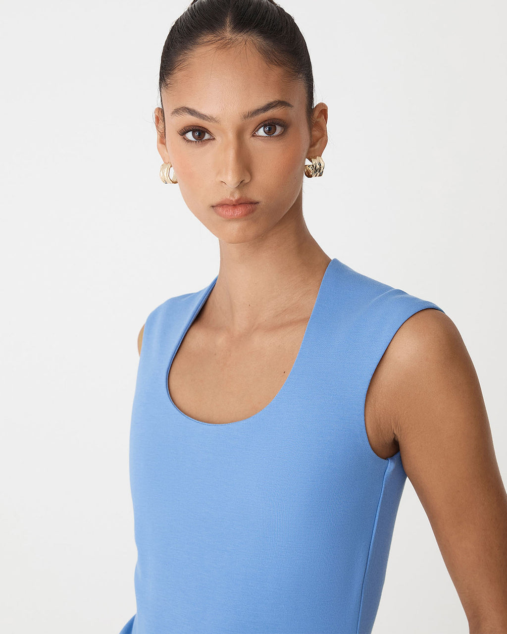 Soho Scoop Neck Top in periwinkle — fabric detail