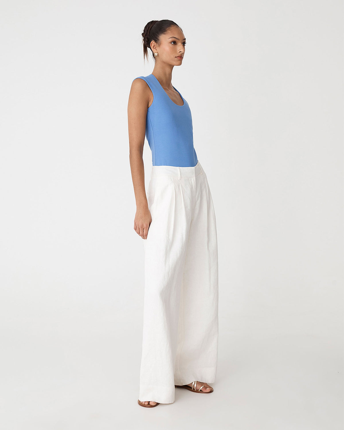 Soho Scoop Neck Top in periwinkle — side view