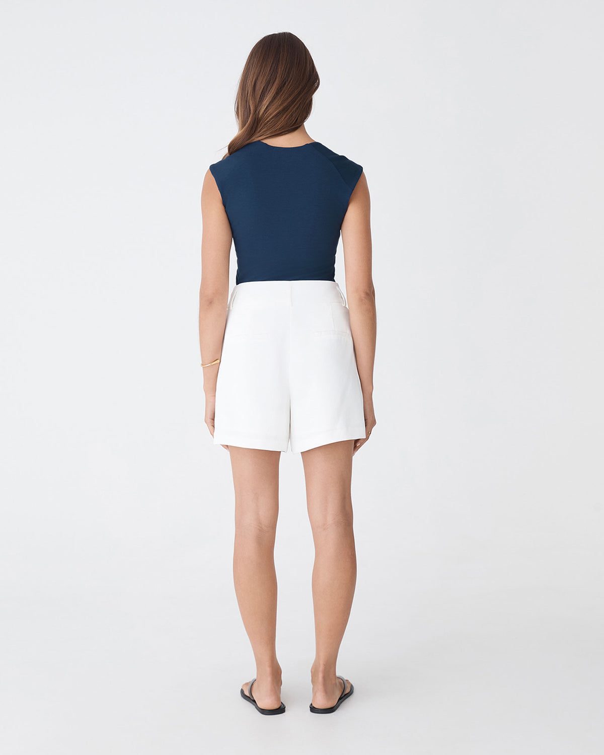 Soho Scoop Neck Top in wash navy — back view