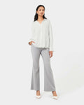 Marseille Button Up Blouse in ivory — full-length view