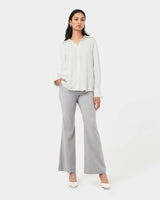 Marseille Button Up Blouse in ivory — full-length view