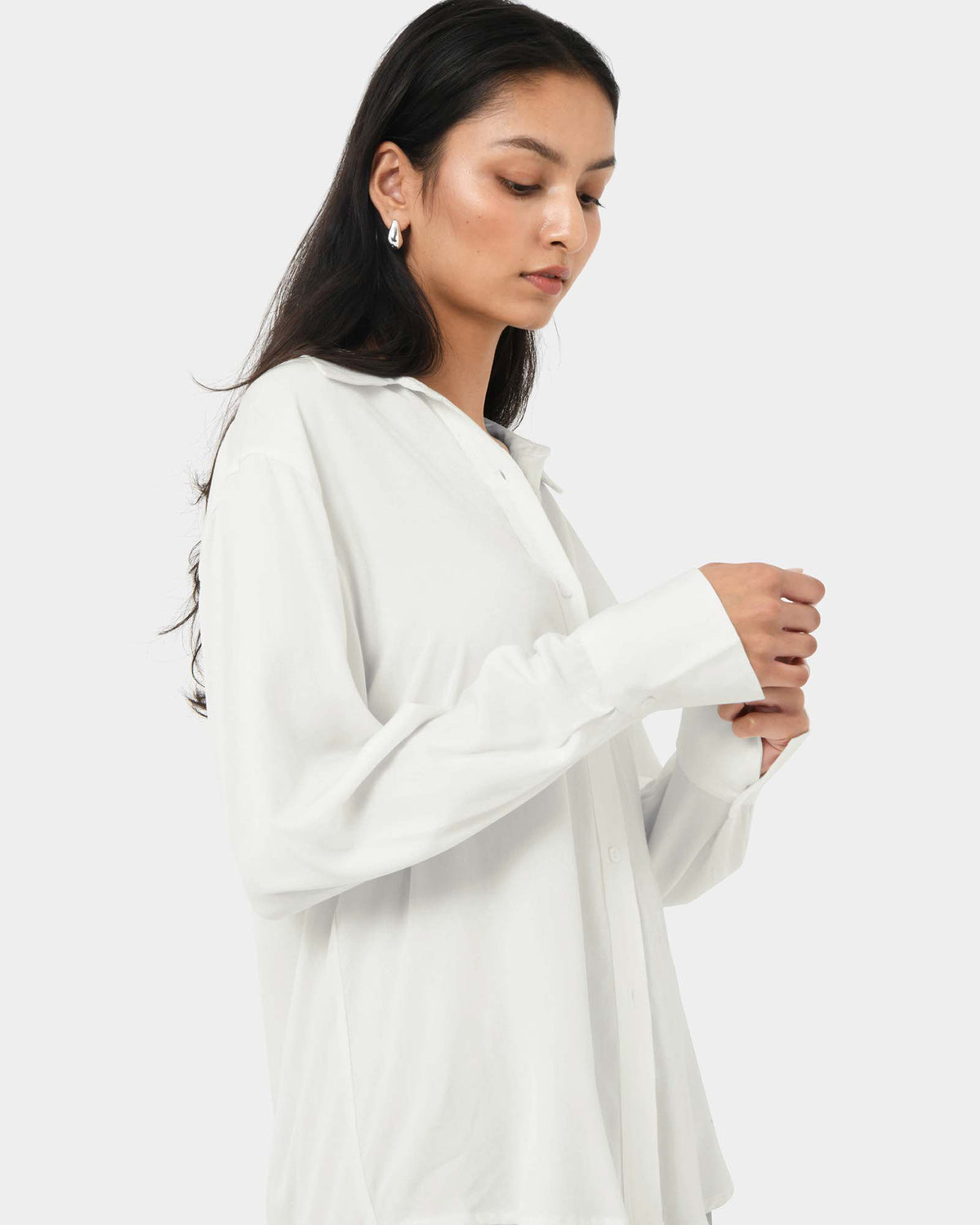 Marseille Button Up Blouse in ivory — side view 2