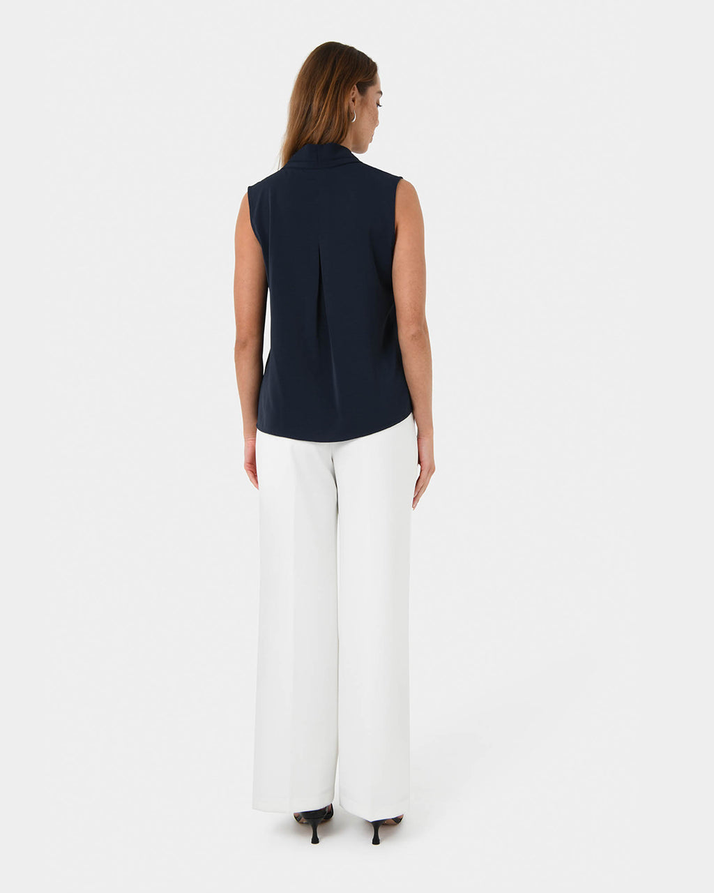 Alivia 2 V-Neck Top in navy — back view
