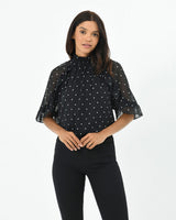 Doris High Neck Frill Blouse