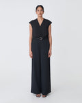 Adelaide V-Neck Cap Sleeve Top in black — full-length view