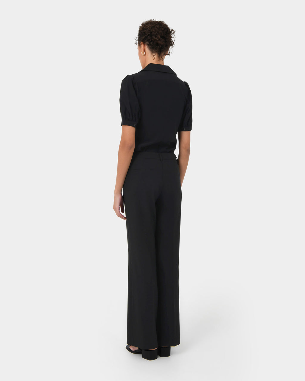 Morgan Short Sleeve Blouse in black — back view