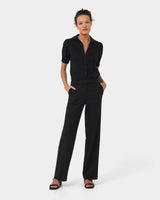 Morgan Short Sleeve Blouse in black — full-length view