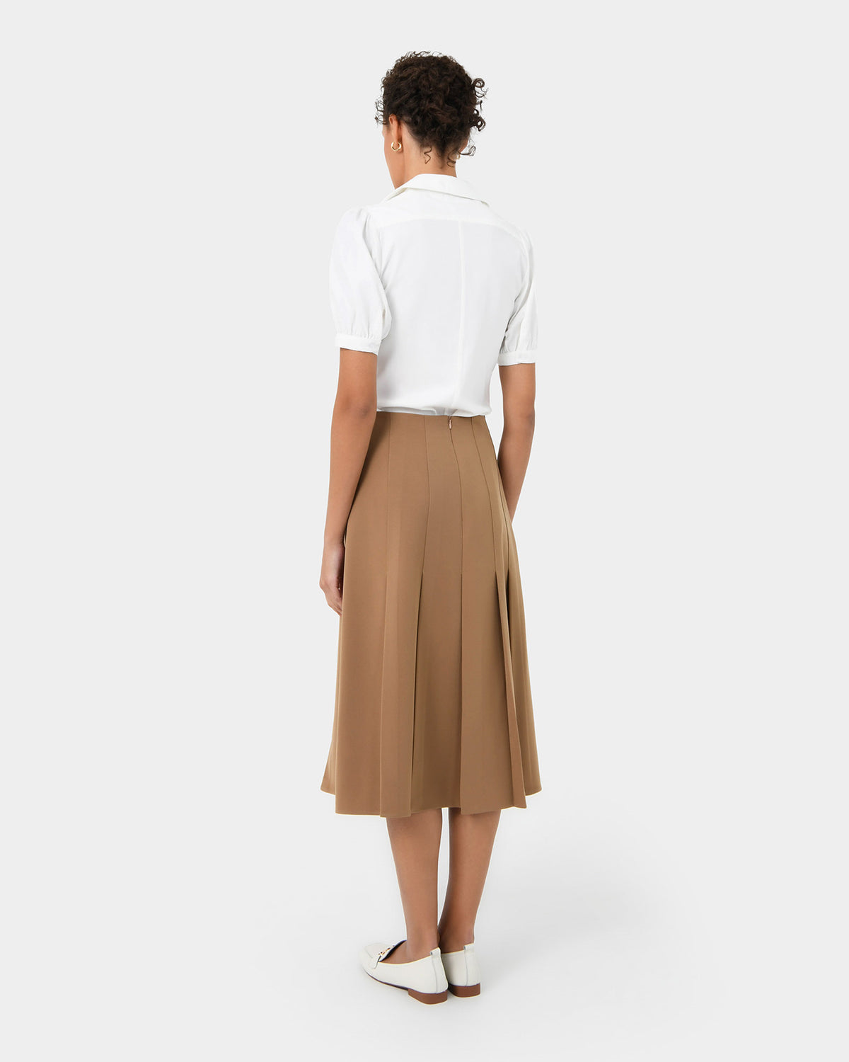 Morgan Short Sleeve Blouse in ivory — back view