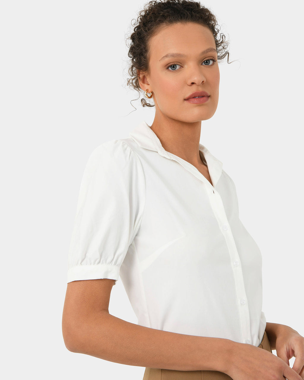 Morgan Short Sleeve Blouse in ivory — side view
