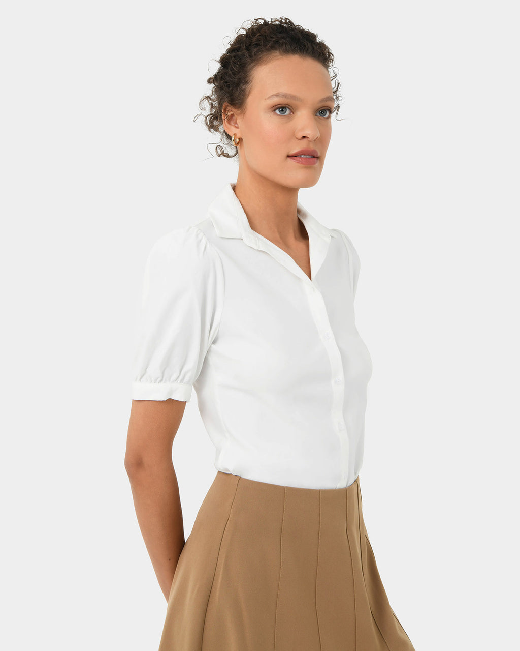 Morgan Short Sleeve Blouse in ivory — side view 2