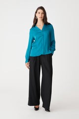 Lila V-Neck Satin Blouse