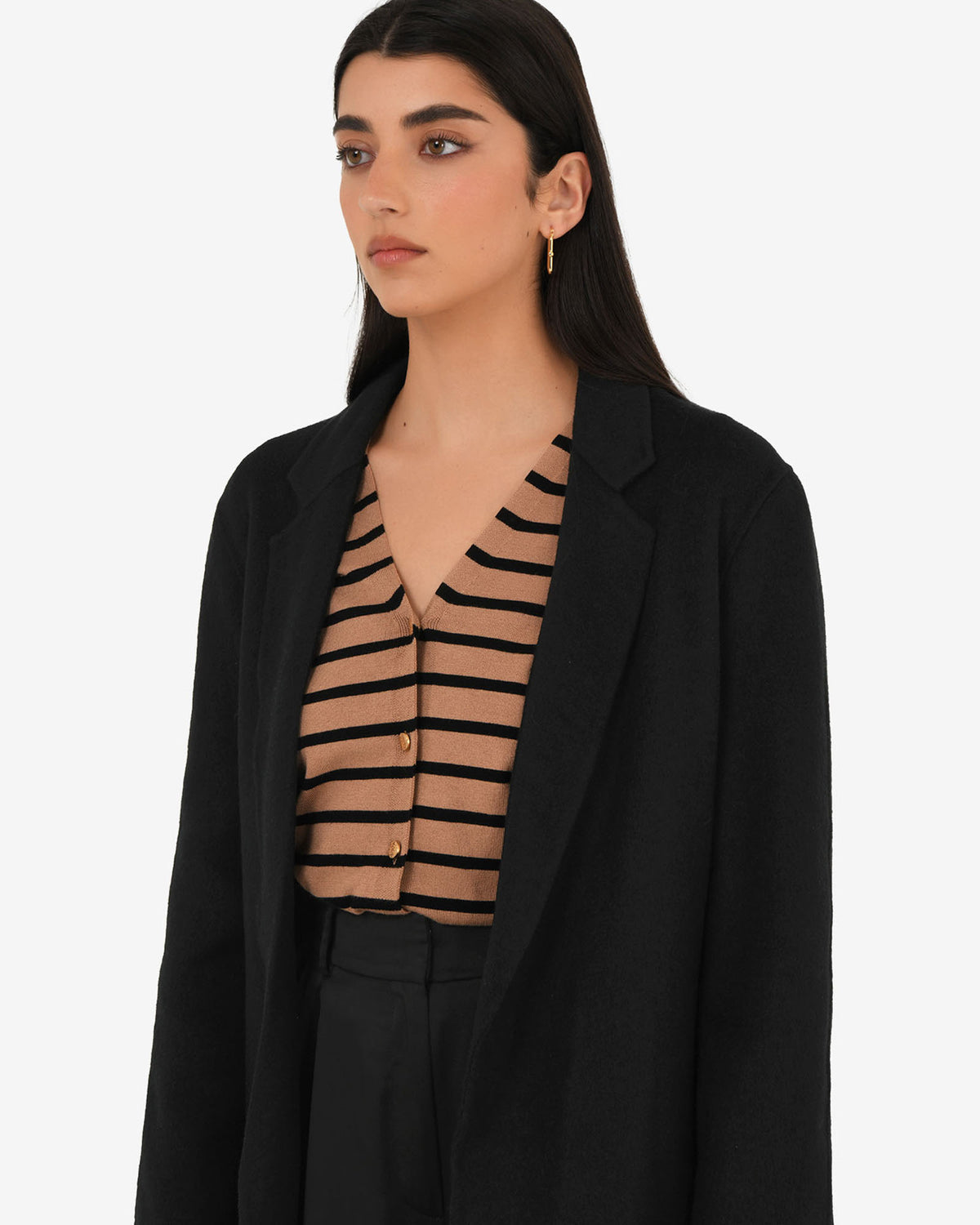 Collins Wool Blend Coat in black — fabric detail