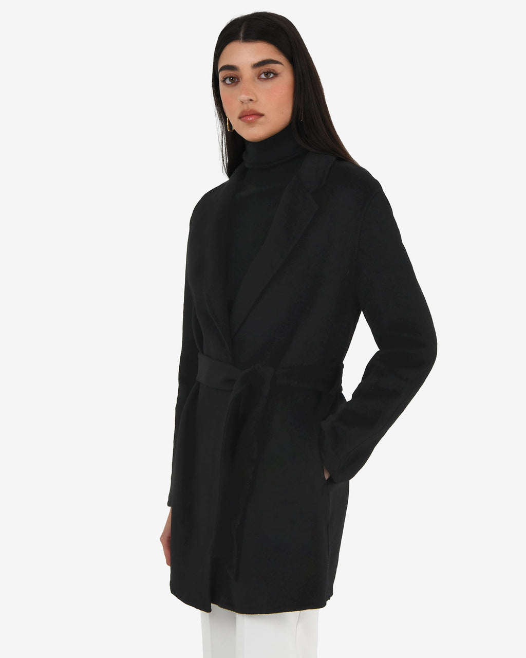 Collins Wool Short Coat in black — side view
