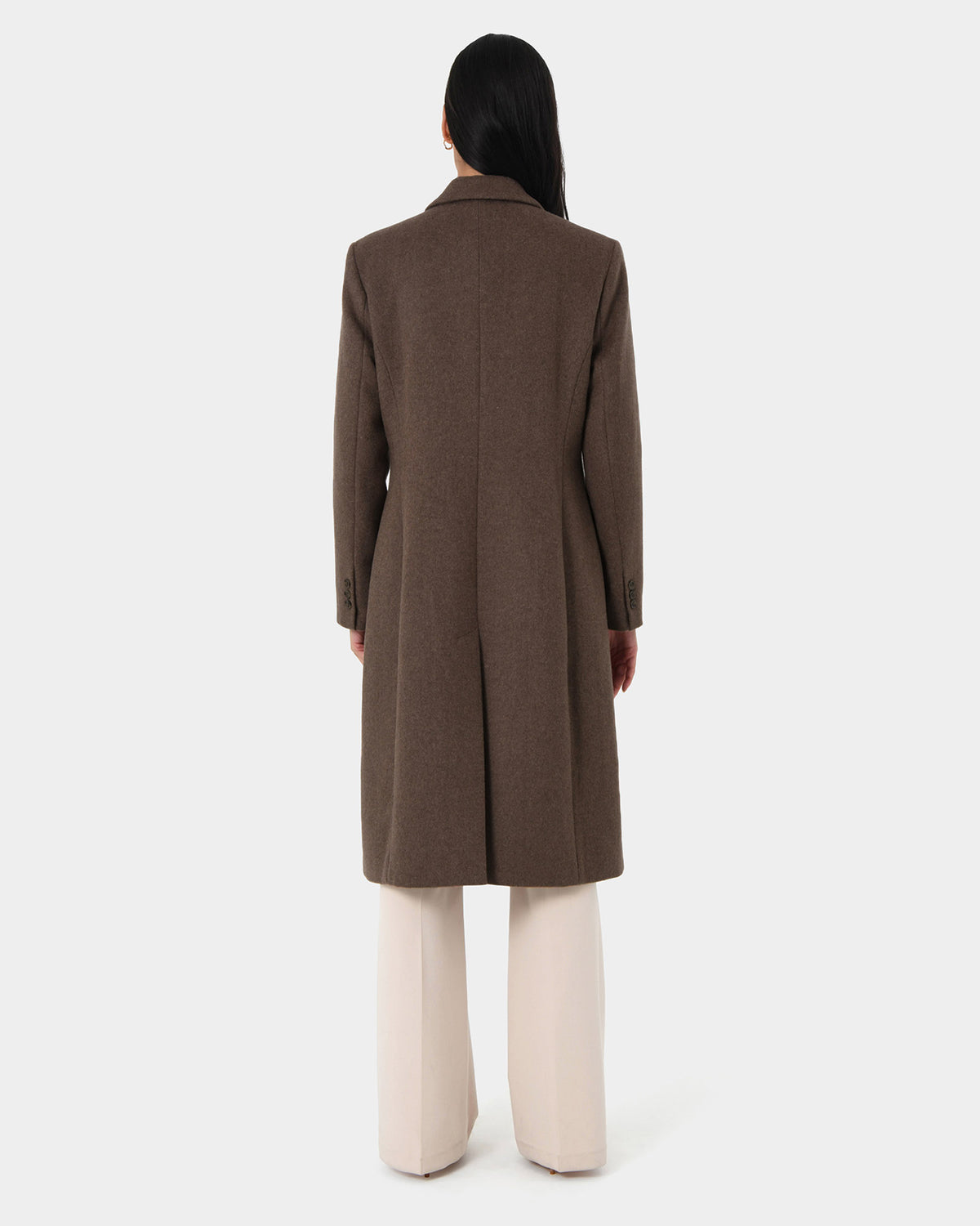 Marjorie Double Breasted Coat in taupe — back view