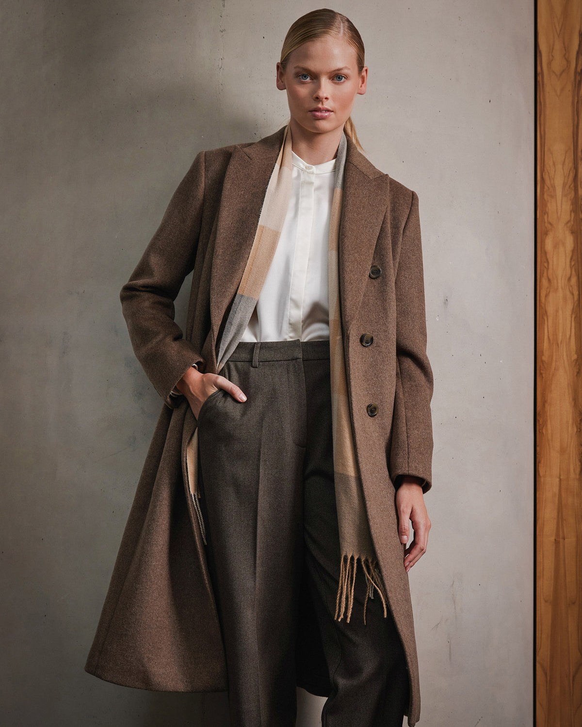 Marjorie Double Breasted Coat in taupe — alternate view