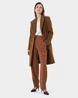 Sanvi Chesterfield Wool Coat in camel — full-length view