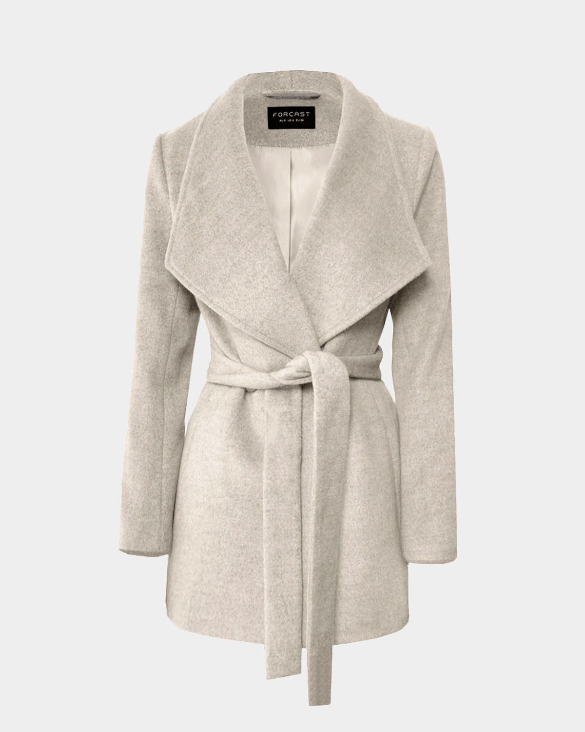 Aileen Double Breast Wrap Coat in oatmeal — product-only view