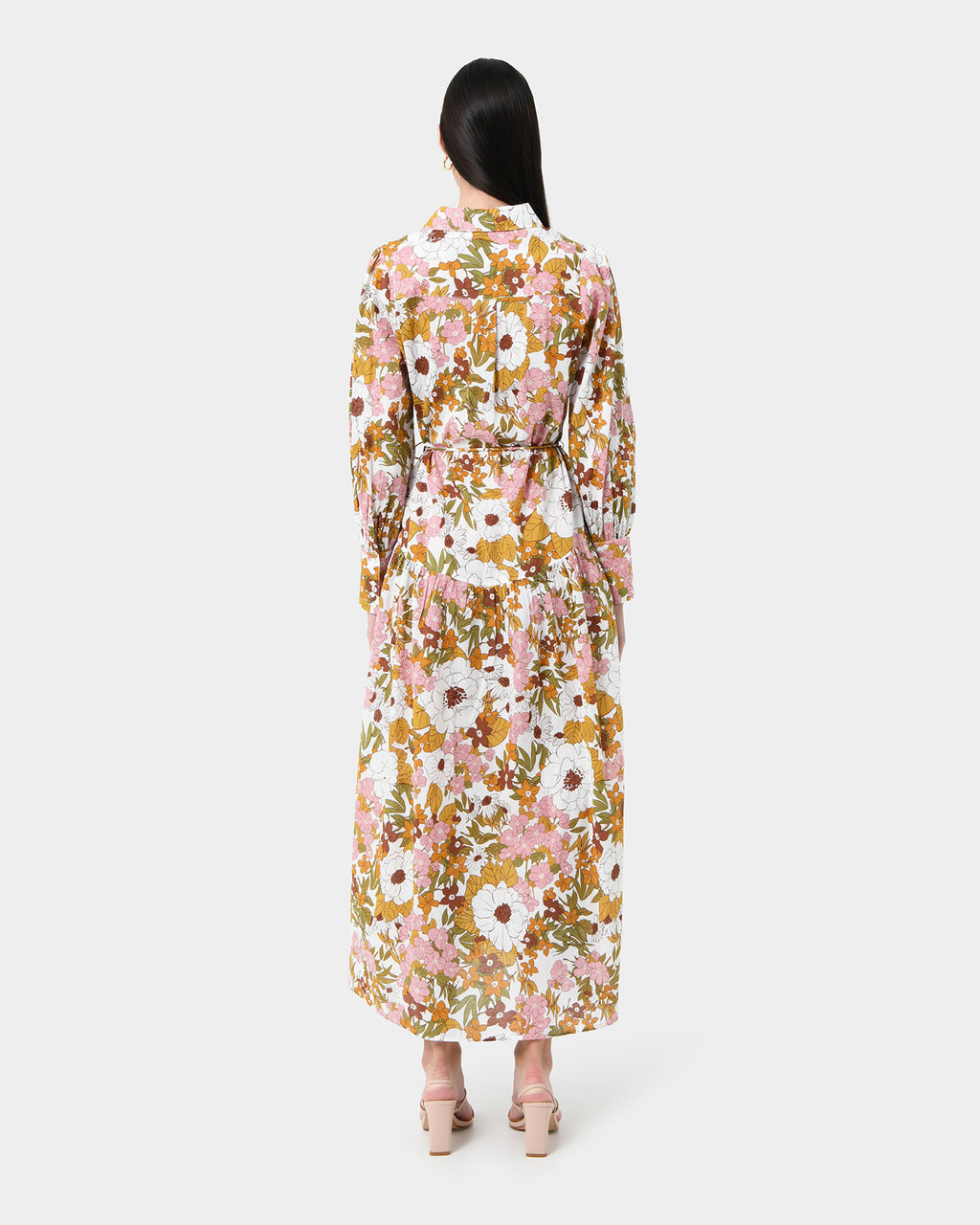 Blythe Printed Cotton Dress in multi — back view