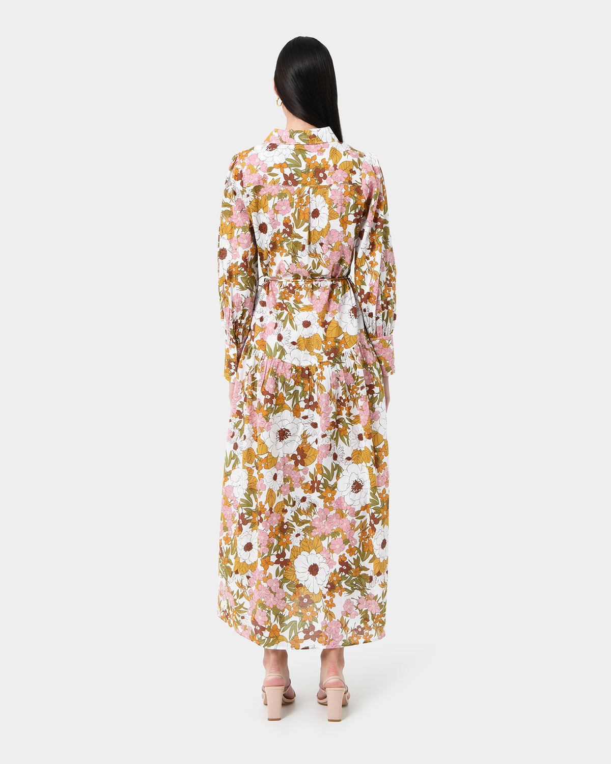 Blythe Printed Cotton Dress in multi — back view