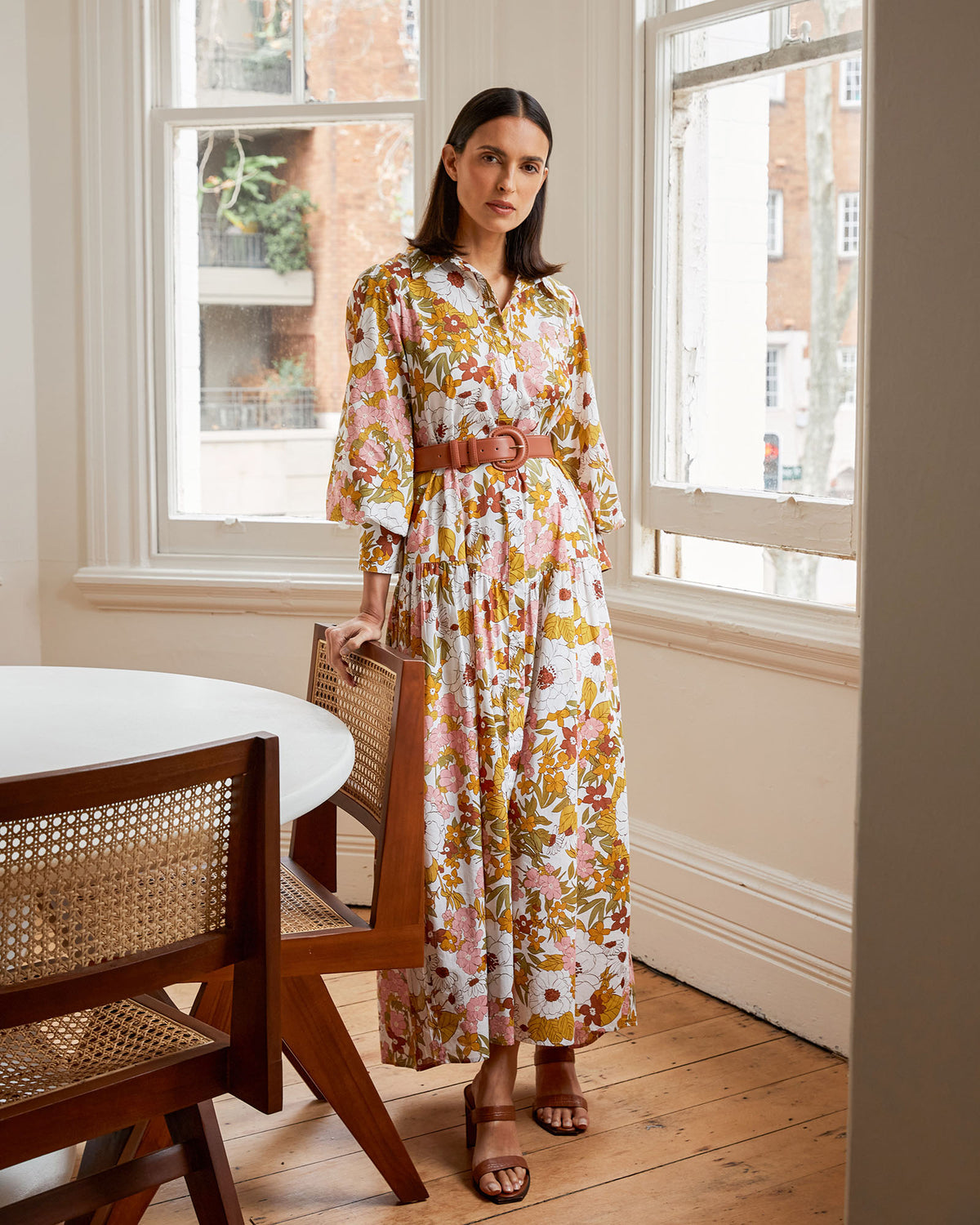 Blythe Printed Cotton Dress in multi — alternate view
