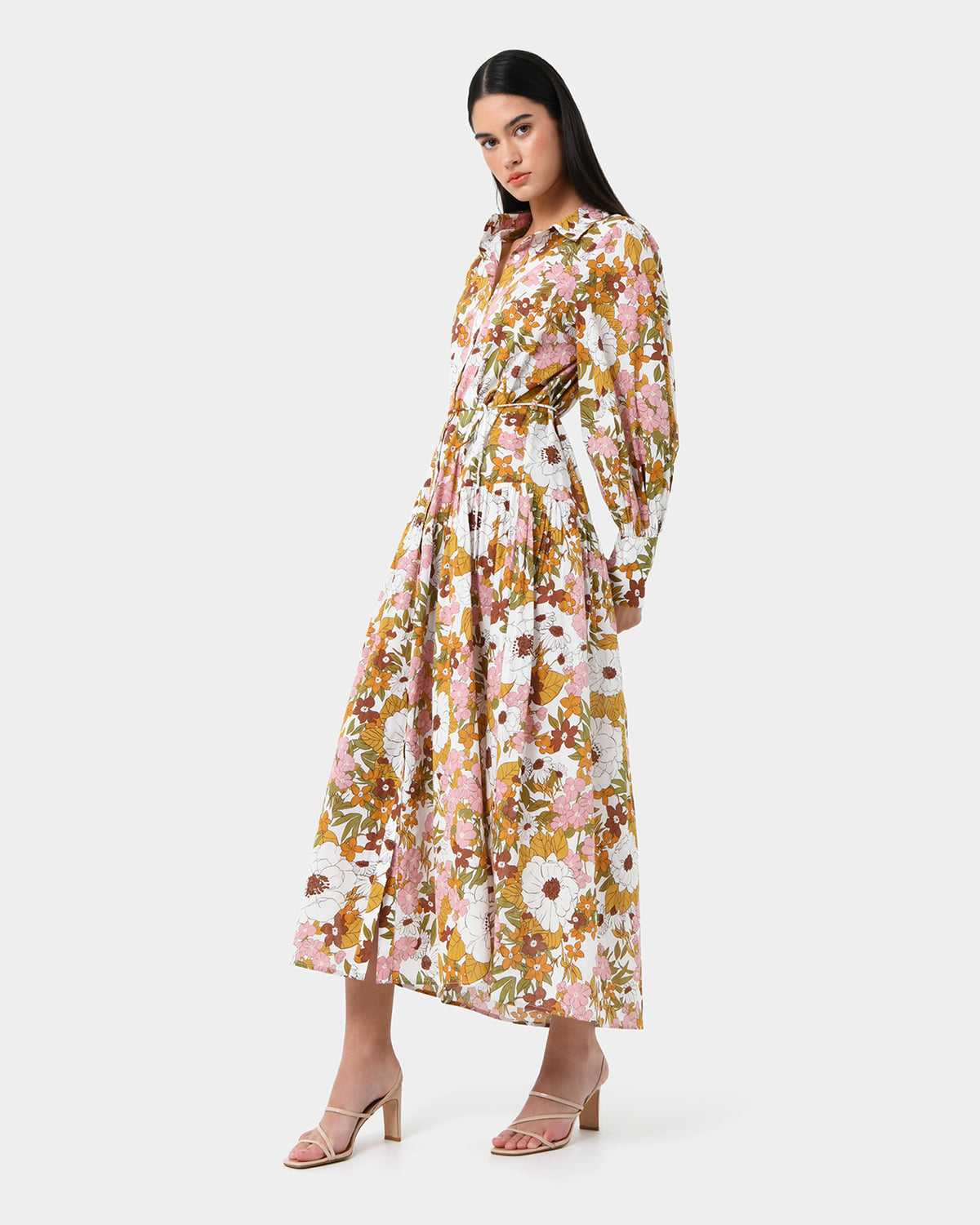 Blythe Printed Cotton Dress in multi — side view