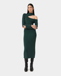 Destiny Cut Out Knit Dress in green — full-length view