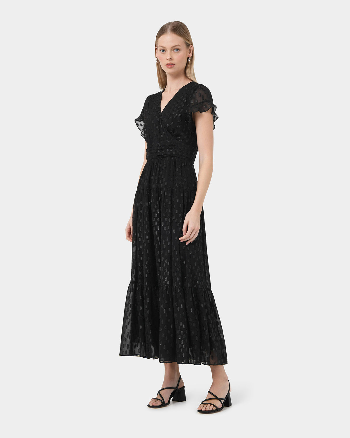 Minda Glitter Maxi Dress in black — side view 2
