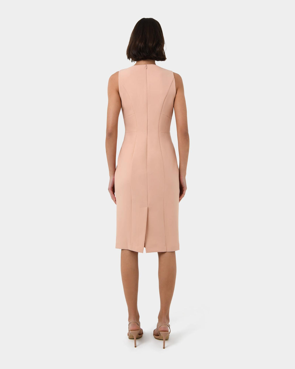 Luna Sleeveless Dress in pastel peach — back view