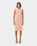 Luna Sleeveless Dress in pastel peach — full-length view