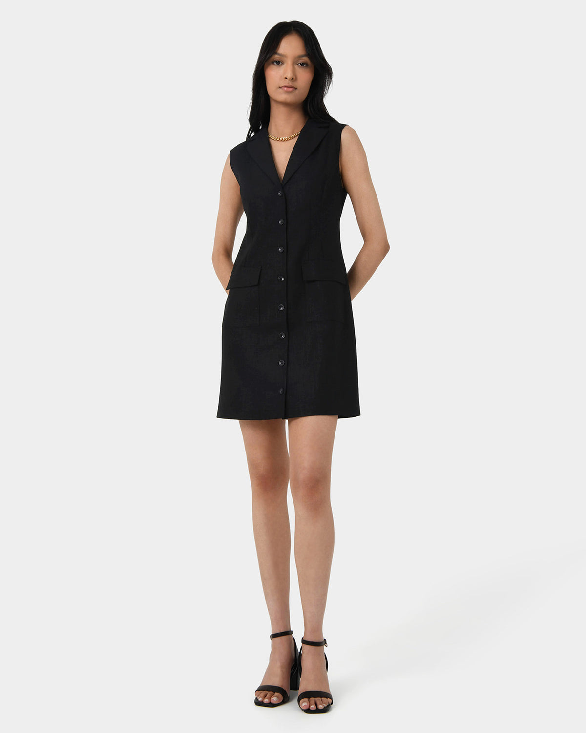 Valeria Buttoned Linen Dress — view 1