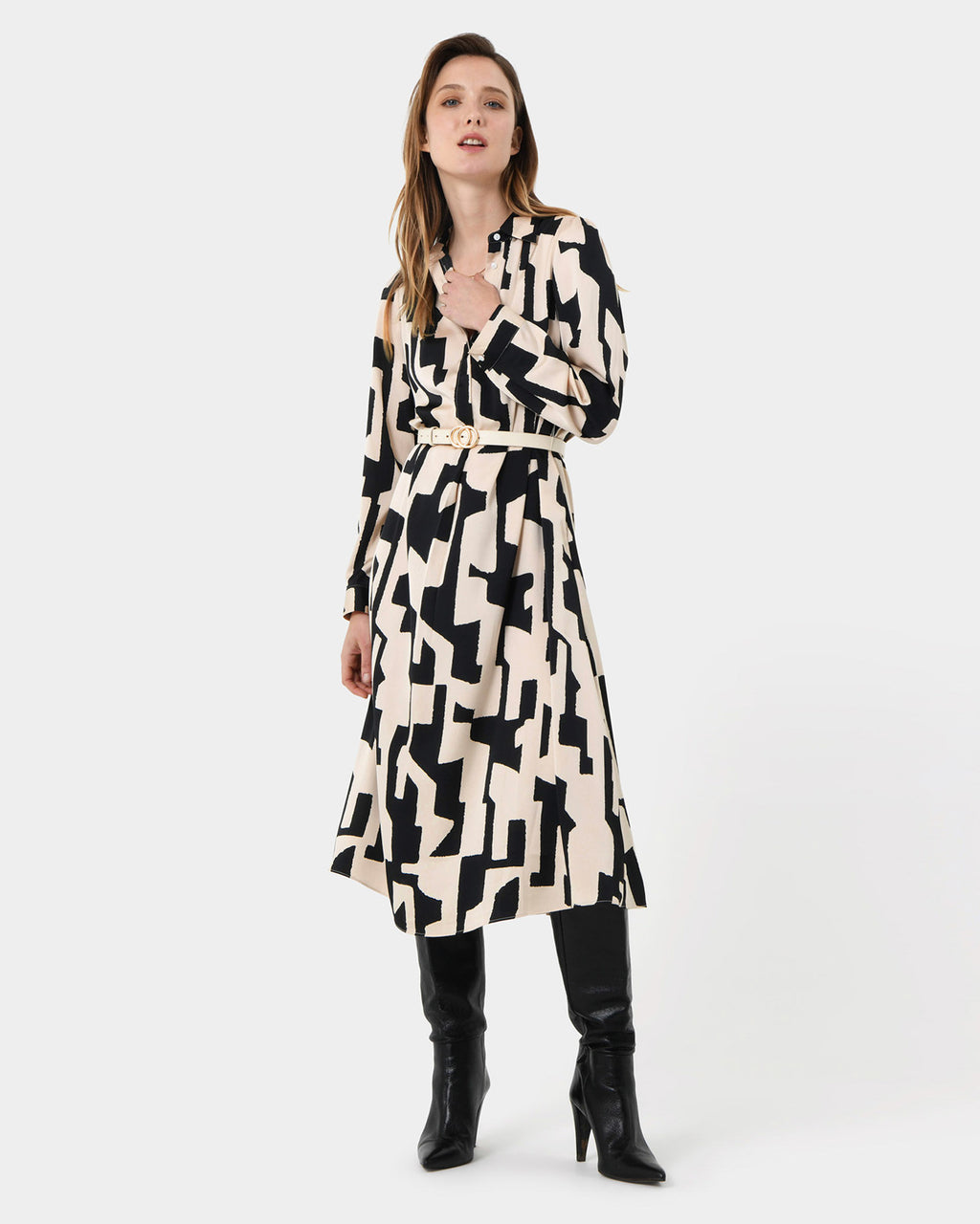 Maggie Printed Midi Dress — full-length view