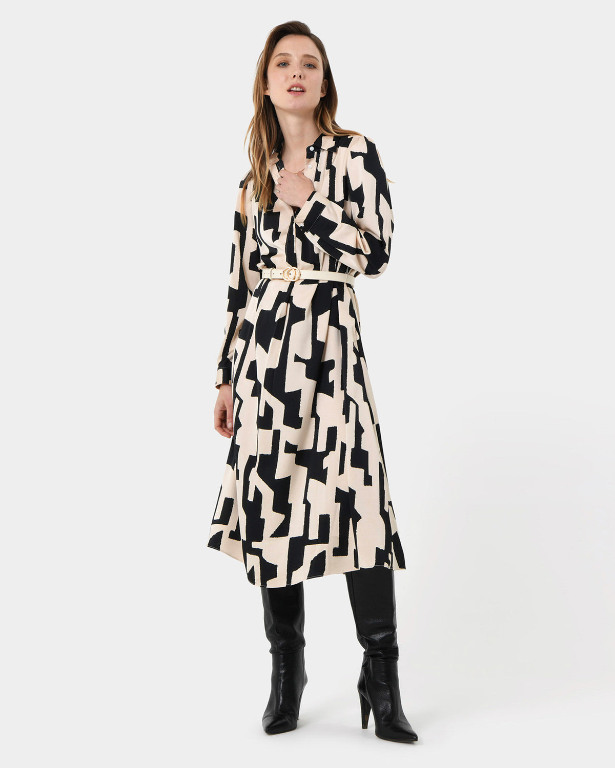 Maggie Printed Midi Dress — full-length view