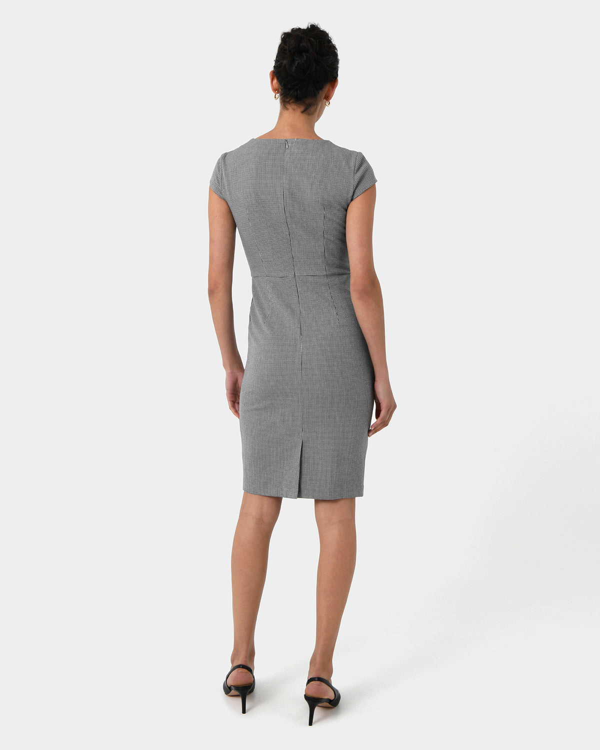 Rein Houndstooth Sheath Dress in multi — back view
