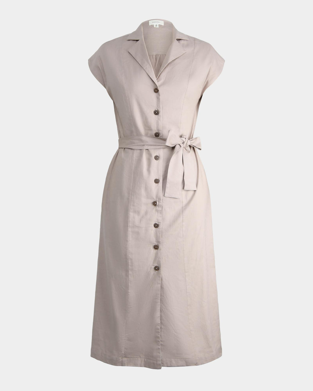 Kade V-neck Linen Dress in light taupe — product-only view