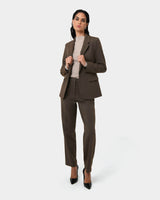 Aviya Single Breasted Blazer in sepia — full-length view