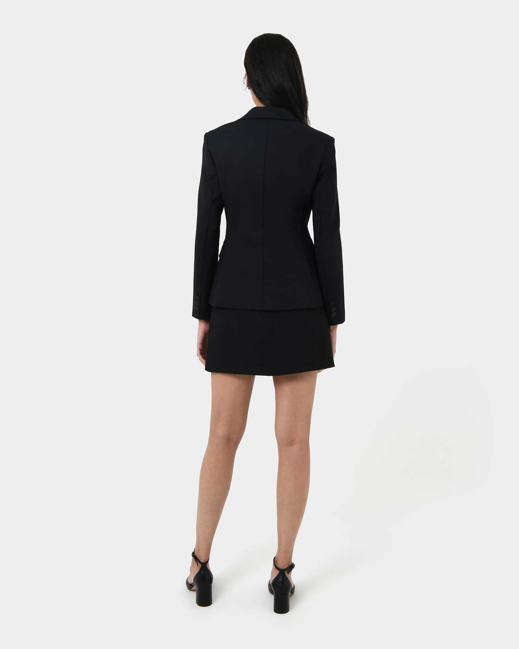 Safira Double Breasted Blazer in black — back view