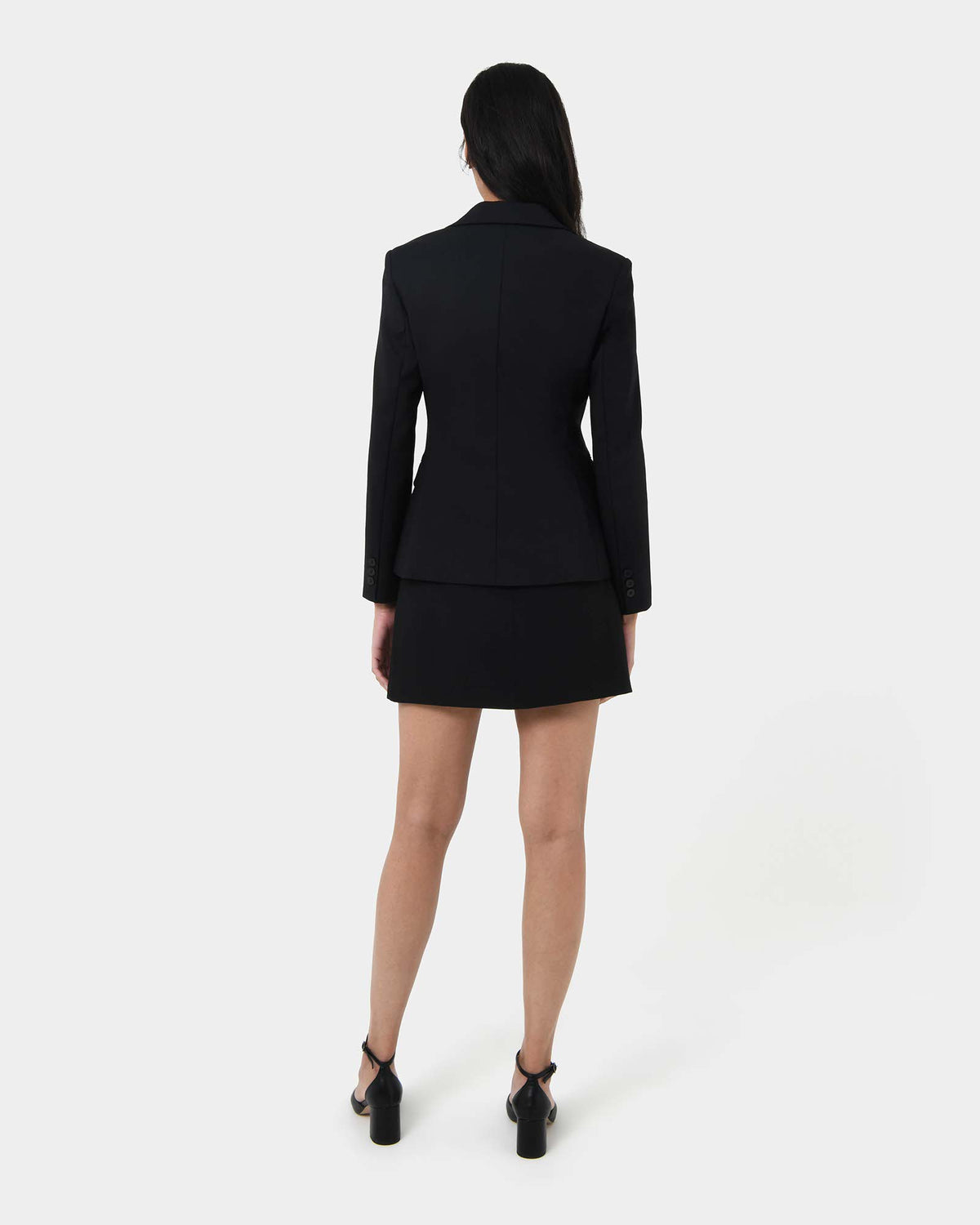 Safira Double Breasted Blazer in black — back view