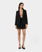 Safira Double Breasted Blazer in black — full-length view