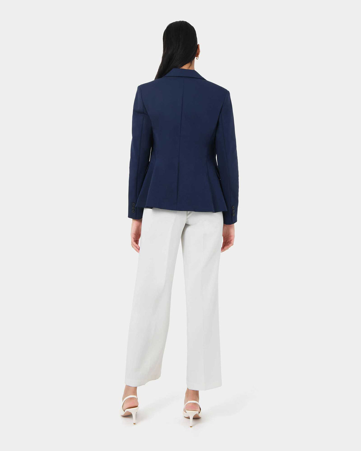 Safira Double Breasted Blazer in navy — back view
