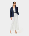 Safira Double Breasted Blazer in navy — full-length view