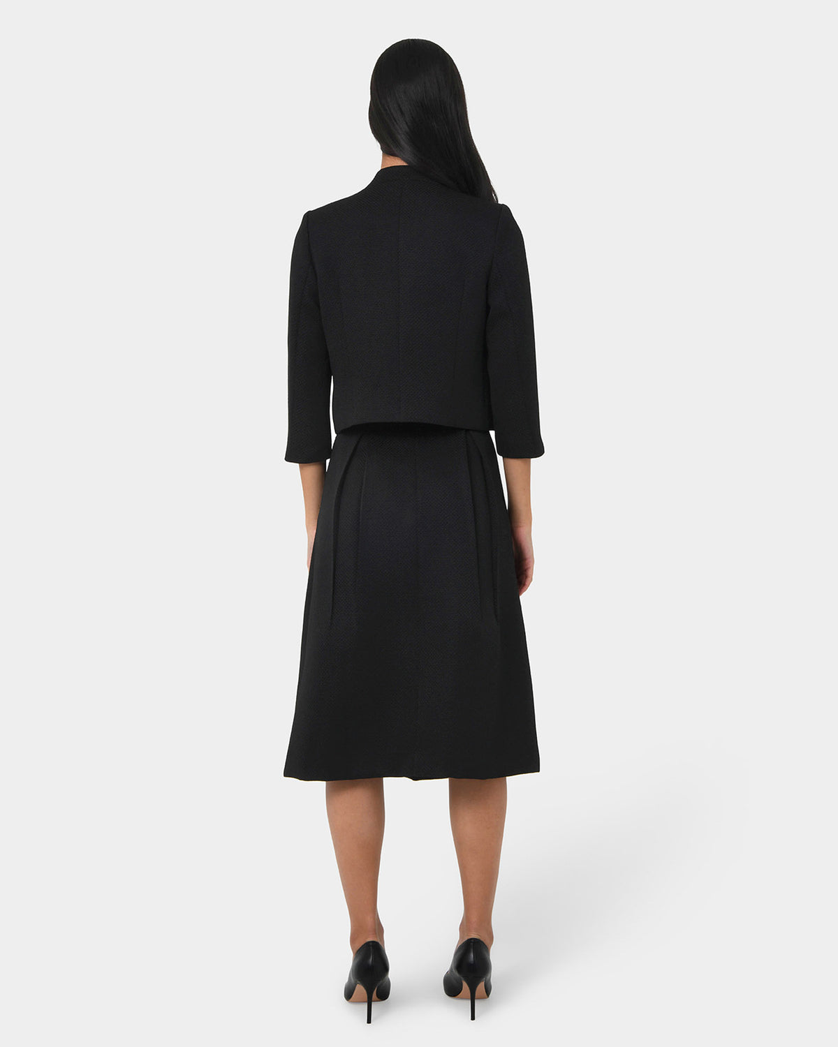 Harriet Jacquard Crop Jacket in black — back view