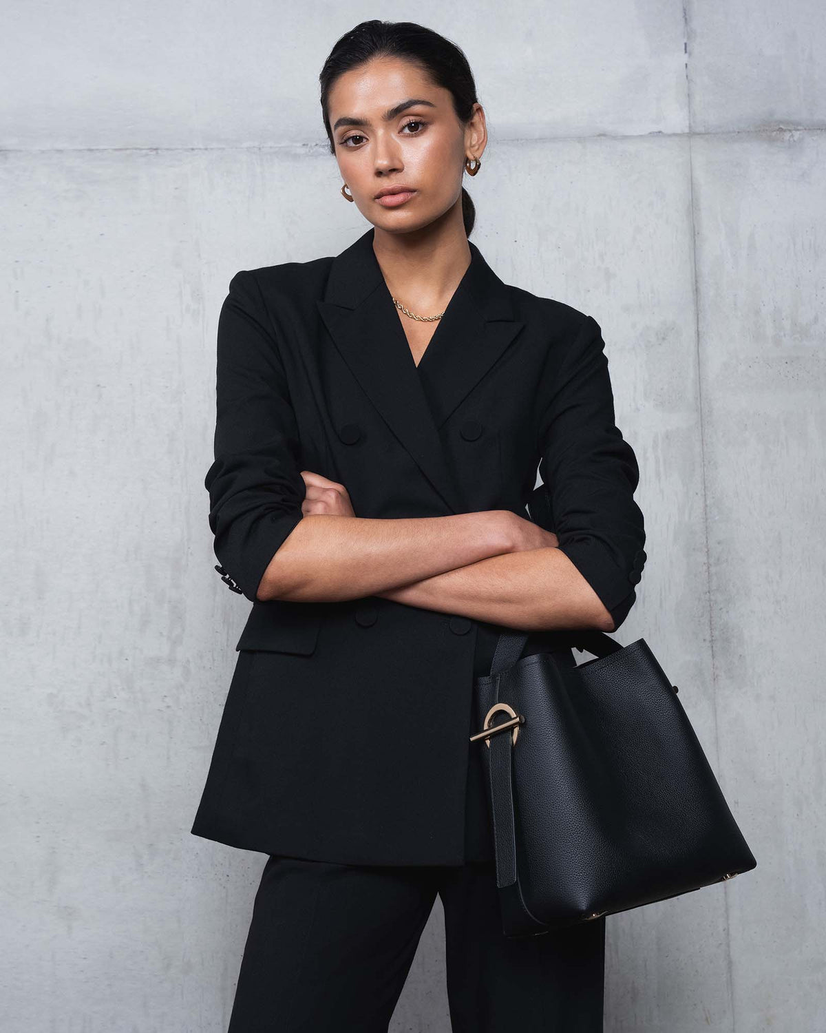 Emani Double Breasted Blazer in black — alternate view