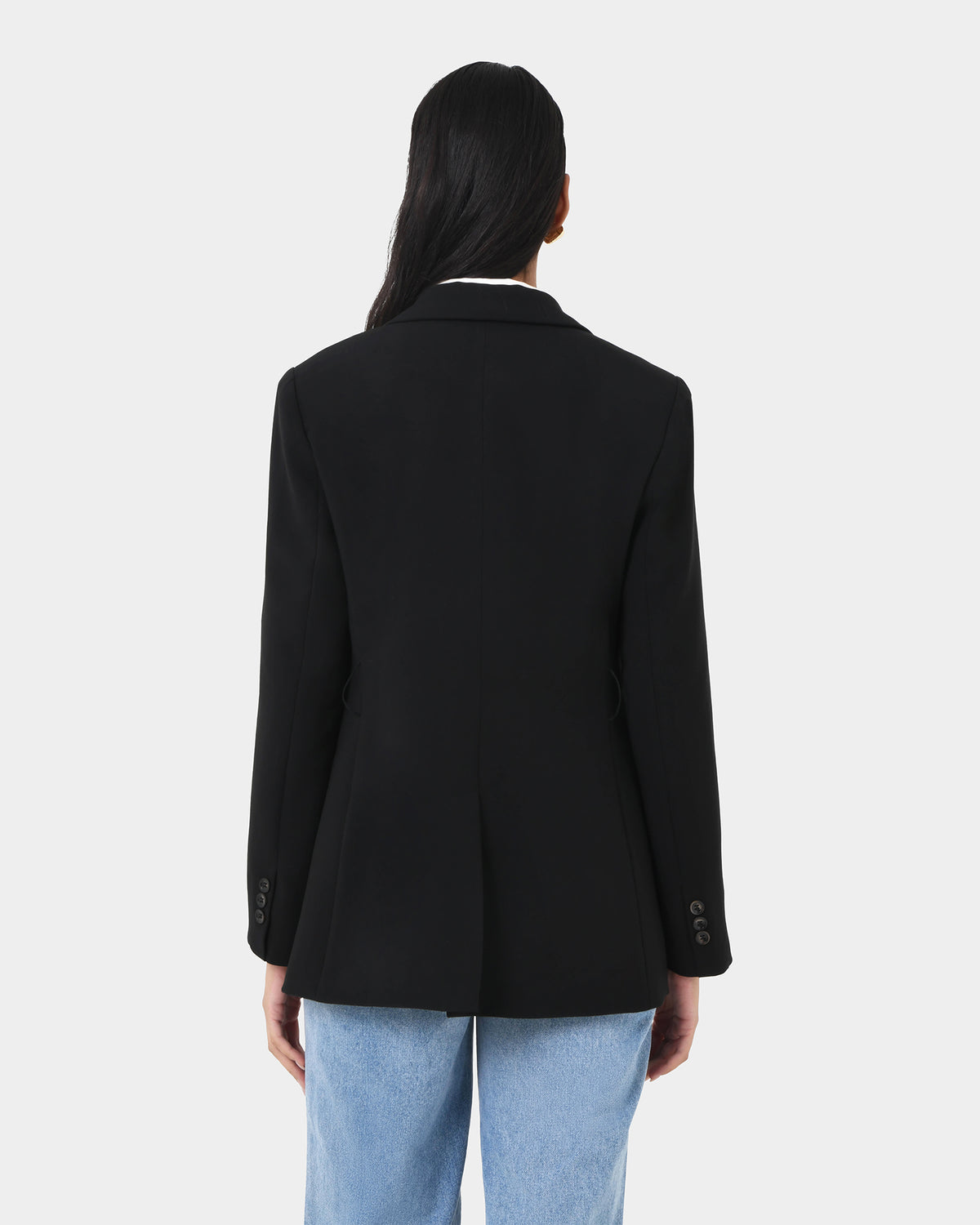 Patricia Belted Blazer in black — back view