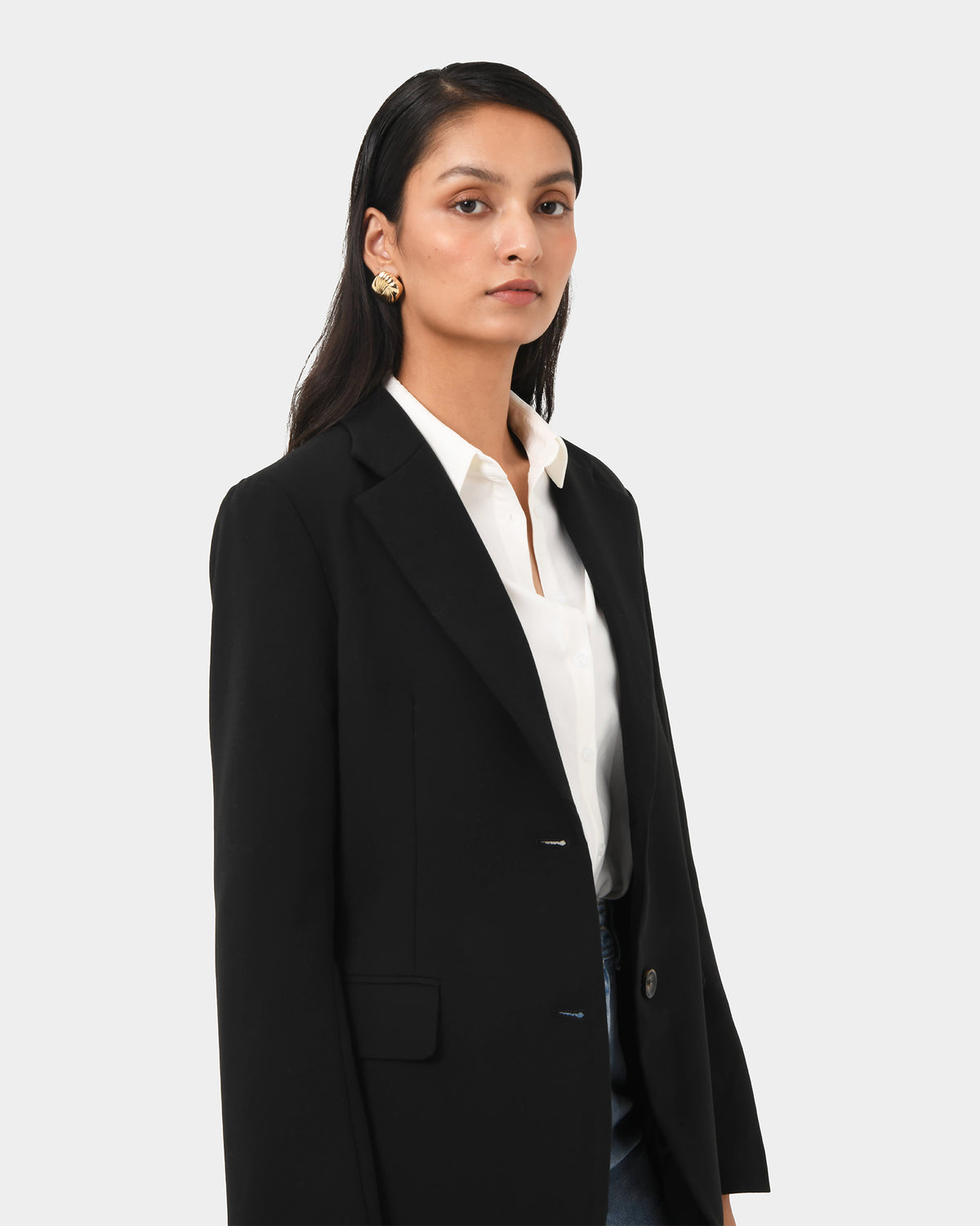 Patricia Belted Blazer in black — side view 2