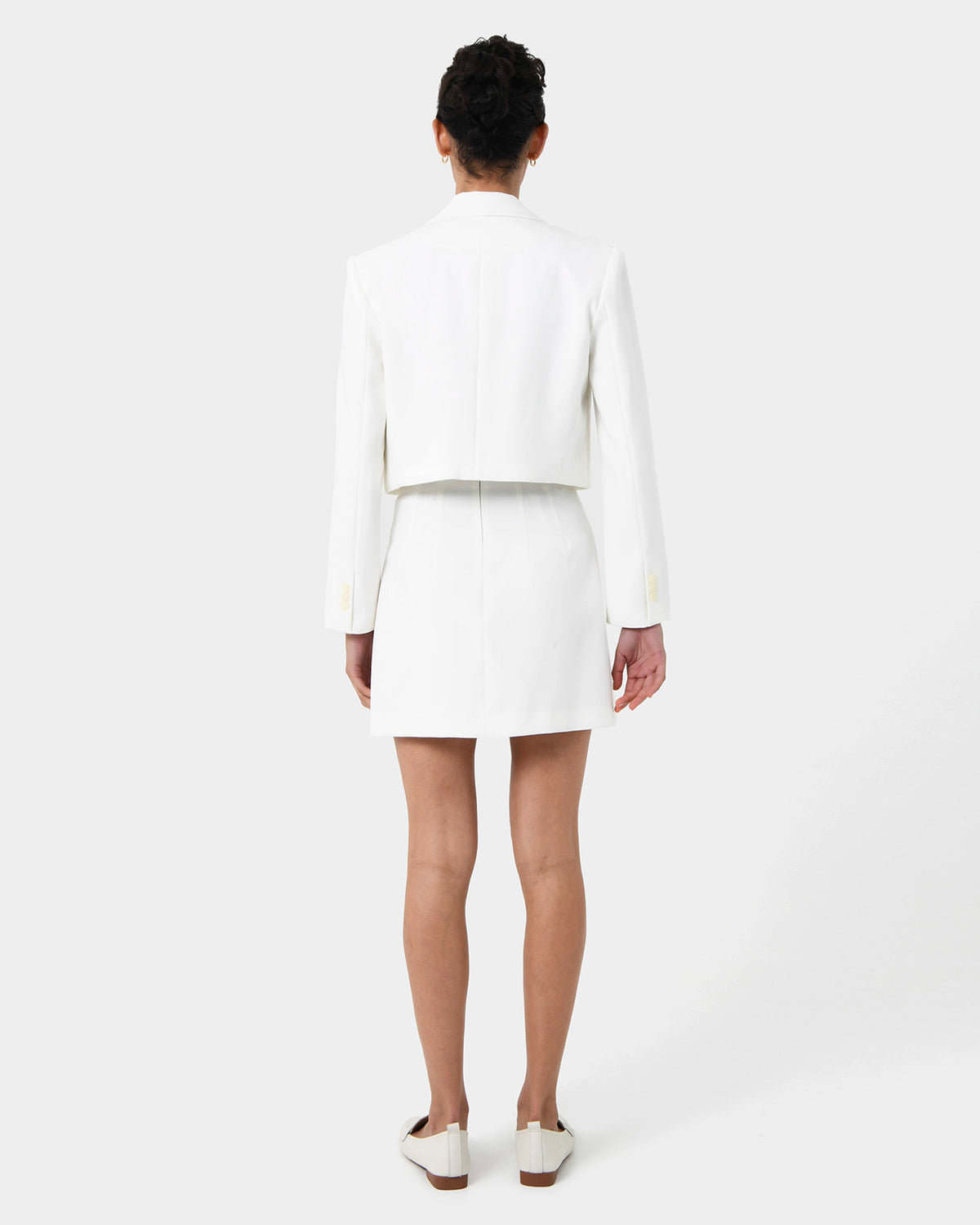 Nikki Cropped Blazer in ivory — back view