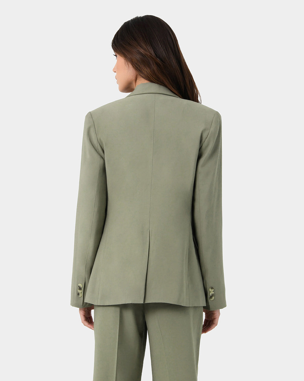 Janis Single Breasted Blazer in light khaki — back view
