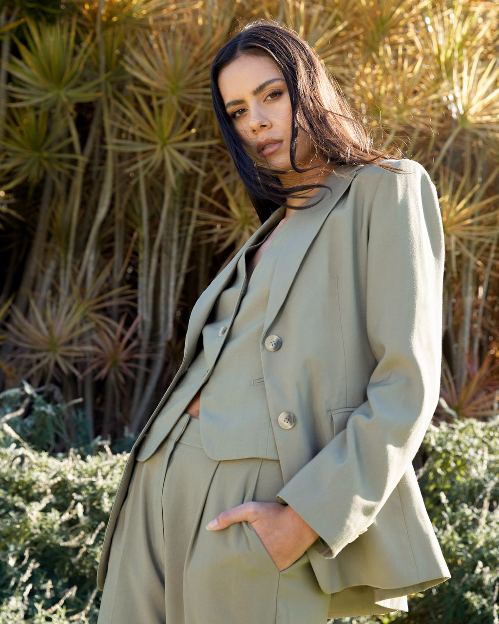 Janis Single Breasted Blazer in light khaki — alternate view