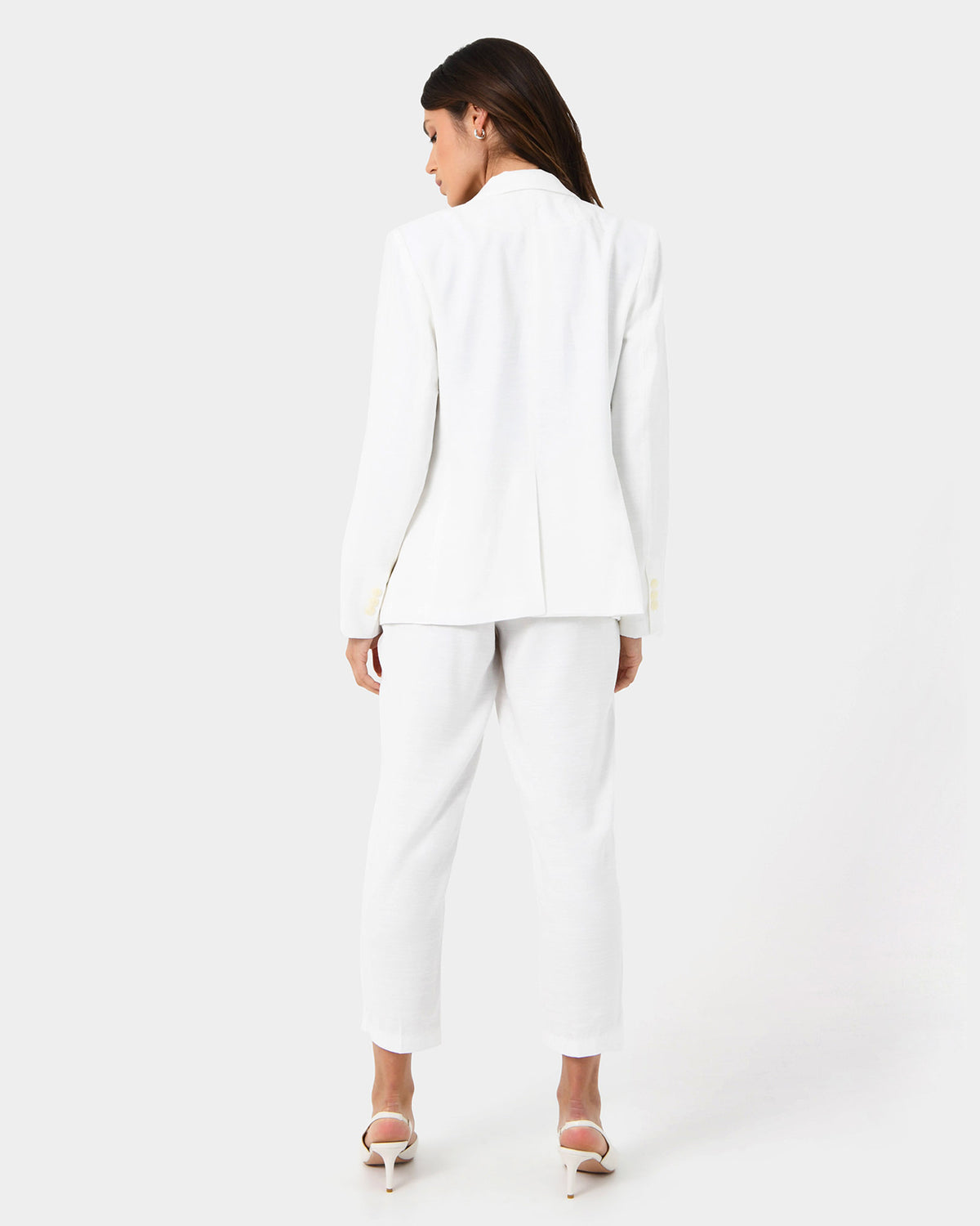 Indigo Single Breasted Blazer in white — back view