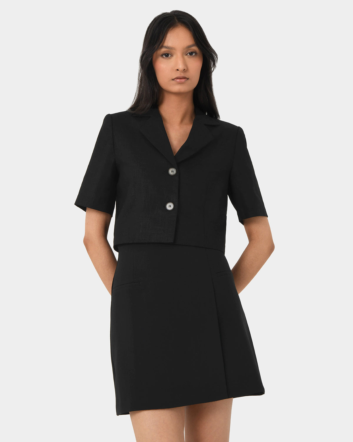 Valeria Cropped Linen Jacket