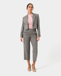 Kai Checked Crop Blazer in beige black — full-length view